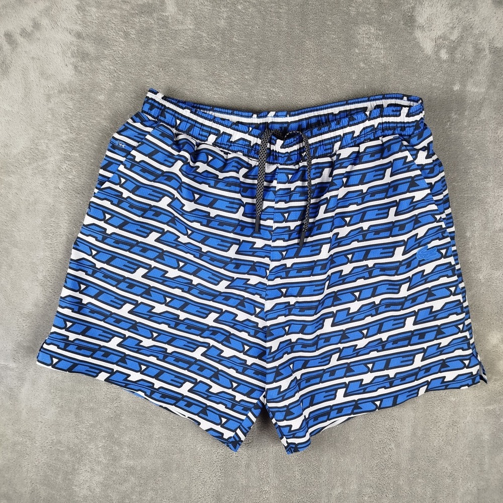 Lacoste Mens Swim Trunks Medium Embroidered Crocodile Lined Logo All Over Print